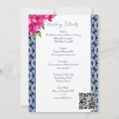 Blauwe Franse Tegels Bougainvillea elegante bruilo Kaart (Achterkant)