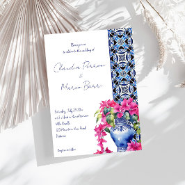 Blauwe Franse Tegels Bougainvillea elegante bruilo Kaart