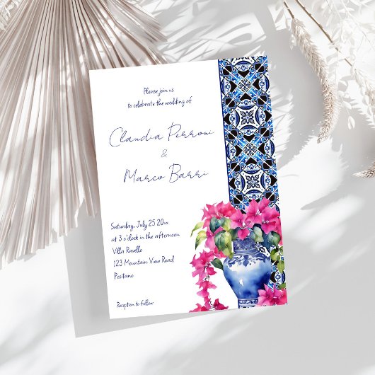 Blauwe Franse Tegels Bougainvillea elegante bruilo Kaart