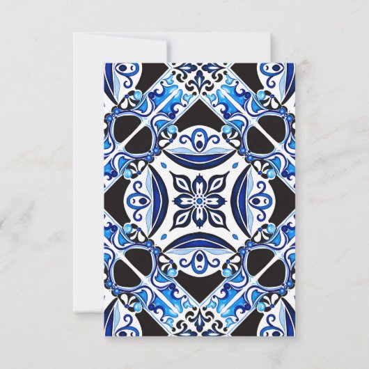 Blauwe Franse Tegels Bougainvillea elegante bruilo Save The Date (Achterkant)