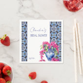 Blauwe Franse Tegels Bougainvillea vrijgezellenfee Servet (Insitu)