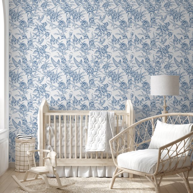Blauwe Franse Toile Behang (Kinderen)