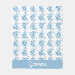 Blauwe Franse Toile Bloemenpatroonnaam Fleece Deken