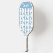 Blauwe Franse Toile Bloemmotief Naam Pickleball Paddle (Links)