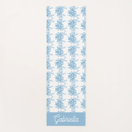Blauwe Franse Toile Bloemmotief Naam Yogamat