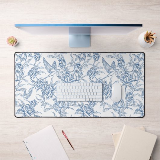 Blauwe Franse Toile de Jouy Bureaumat (Kantoor 1)