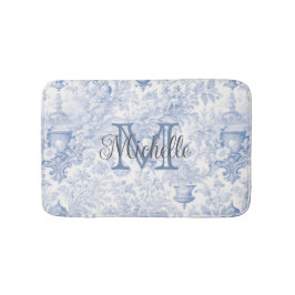 Blauwe Franse Toile de Jouy Monogram Initiaal Naam Badmat