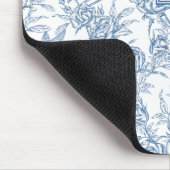 Blauwe Franse Toile de Jouy Monogramnaam Muismat (Hoek)
