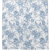 Blauwe Franse Toile Douchegordijn (Voorkant)