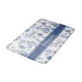Blauwe Franse Toile Hond Monogram Decoratie Badmat (Gekanteld)