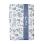 Blauwe Franse Toile Hond Monogram Decoratie Badmat (Voorkant Verticaal)