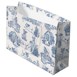 Blauwe Franse Toile Jack Russell Cadeau Stijl Groot Cadeauzakje