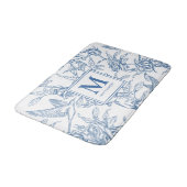 Blauwe Franse Toile Monogramnaam Badmat (Gekanteld)