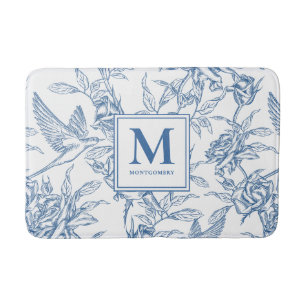 Blauwe Franse Toile Monogramnaam Badmat