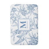 Blauwe Franse Toile Monogramnaam Badmat (Voorkant Verticaal)