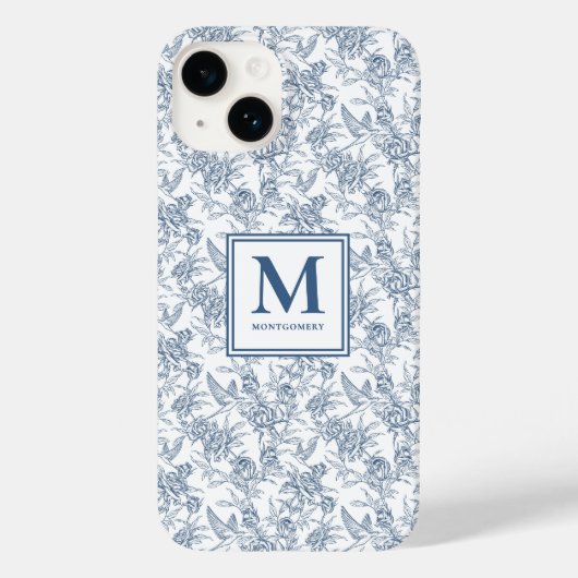 Blauwe Franse Toile Naam Case-Mate iPhone Case (Achterkant)