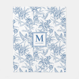 Blauwe Franse Toile Naam Fleece Deken