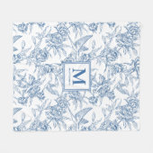 Blauwe Franse Toile Naam Fleece Deken (Voorkant (Horizontaal))