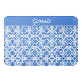 Blauwe Franse Toile-patroonnaam Badmat