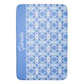 Blauwe Franse Toile-patroonnaam Badmat (Voorkant Verticaal)