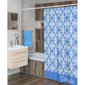 Blauwe Franse Toile-patroonnaam Douchegordijn