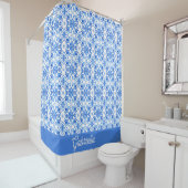 Blauwe Franse Toile-patroonnaam Douchegordijn (In situ)
