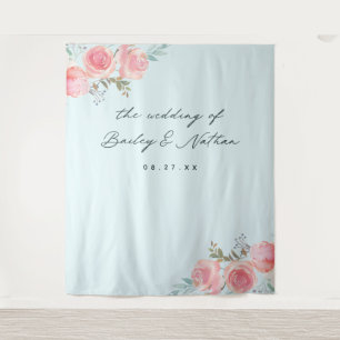 Blauwe Franse tuin bruiloft fotografie achtergrond Wandkleed