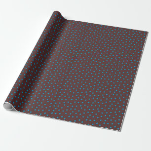 Blauwe free style stippen op bruin inpakpapier