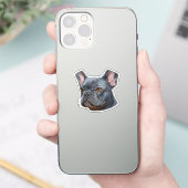 Blauwe Frenchie Portret Schilderachtige Sticker (Telefoon)