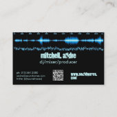 blauwe frequentiegolven DJ/producent visitekaartje (Achterkant)