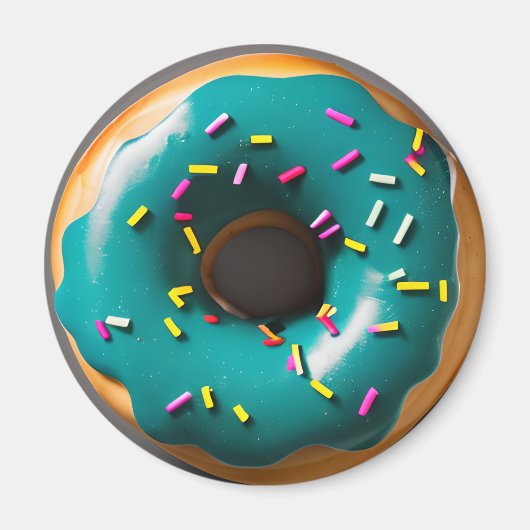 Blauwe Frosted Donut met Sprinkles Magneet (Voorkant)