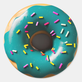 Blauwe Frosted Donut met Sprinkles Ronde Sticker