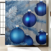 Blauwe Frosted Ornamenten White Tree Christmas Douchegordijn