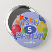 Blauwe Frosting koekjes W ballonnen zijn mijn verj Ronde Button 4,0 Cm (Voorkant /achterkant)