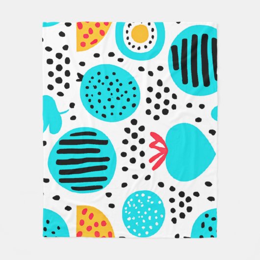 Blauwe fruitpatronen Kunst schilderen. Nu kopen Fleece Deken (Voorkant)