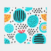 Blauwe fruitpatronen Kunst schilderen. Nu kopen Fleece Deken (Voorkant (Horizontaal))