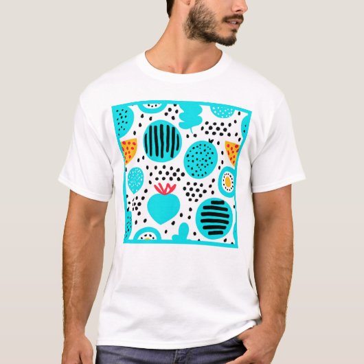 Blauwe fruitpatronen Kunst schilderen. Nu kopen T-shirt (Voorkant)