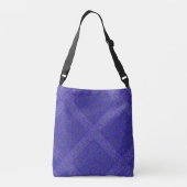 Blauwe fruittakken op Grijze net.2tonesx4 Paarse B Crossbody Tas (Achterkant)