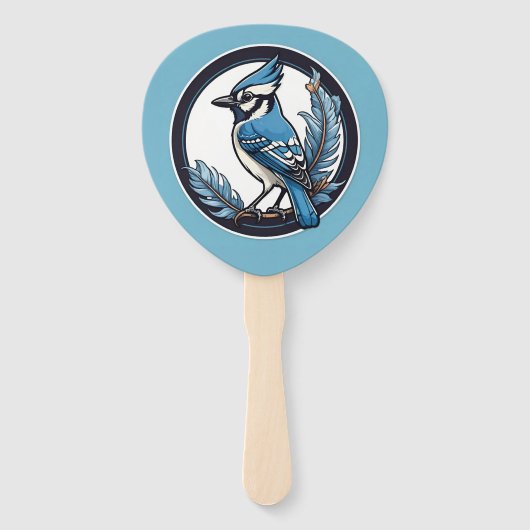 Blauwe Gaai Blauwe Vogel Handwaaier (Voorkant)