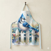 Blauwe Gaai Cottage Tuin Schutting Scene Schort