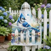 Blauwe Gaai Cottage Tuin Schutting Scene Schort