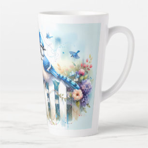 Blauwe Gaai Cottage Tuinhek Scene Latte Mok