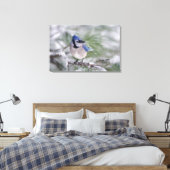 Blauwe gaai, Cyanocitta cristata Canvas Afdruk (Insitu (Slaapkamer))