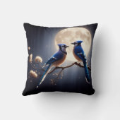 Blauwe Gaai Fluistering – Rustgevende Bosvogelkuns Kussen (Achterkant)