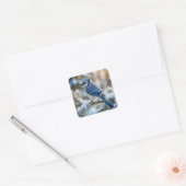 Blauwe Gaai Geperst Op een Besneeuwde Grove Vierkante Sticker (Envelop)