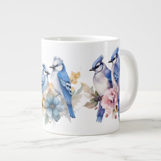 Blauwe Gaai Groet Grote Koffiekop (Voorkant rechts)