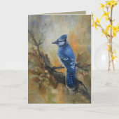 Blauwe Gaai "Jaybird" Kaart (Gele Bloem)