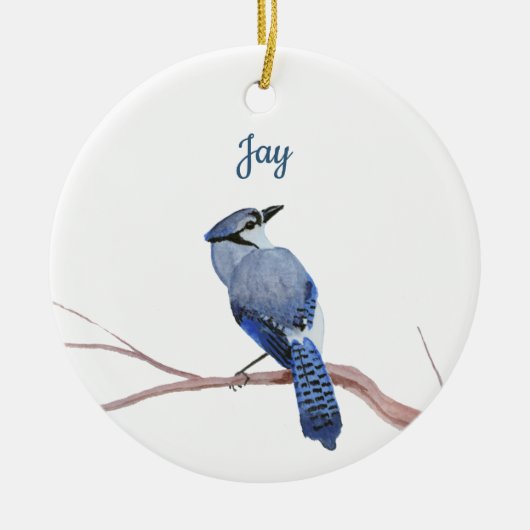Blauwe Gaai Keramisch Ornament (Voorkant)
