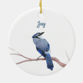 Blauwe Gaai Keramisch Ornament (Achterkant)
