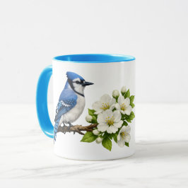 Blauwe Gaai met Witte Bloesems Mok